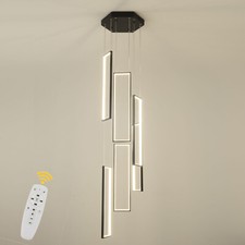 6 Head Black Chandelier, Modern Ceiling Light Pendant Lamp Fixtures Square Shape