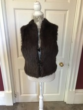 Elle Brown Faux Fur Womenswear Gilet With Donkey Jacket Buttons Uk 14