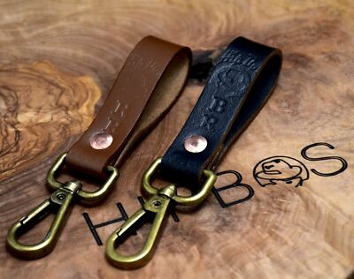 HipBos Handmade Personalised Leather Belt Loop Keyring Key Fob Key