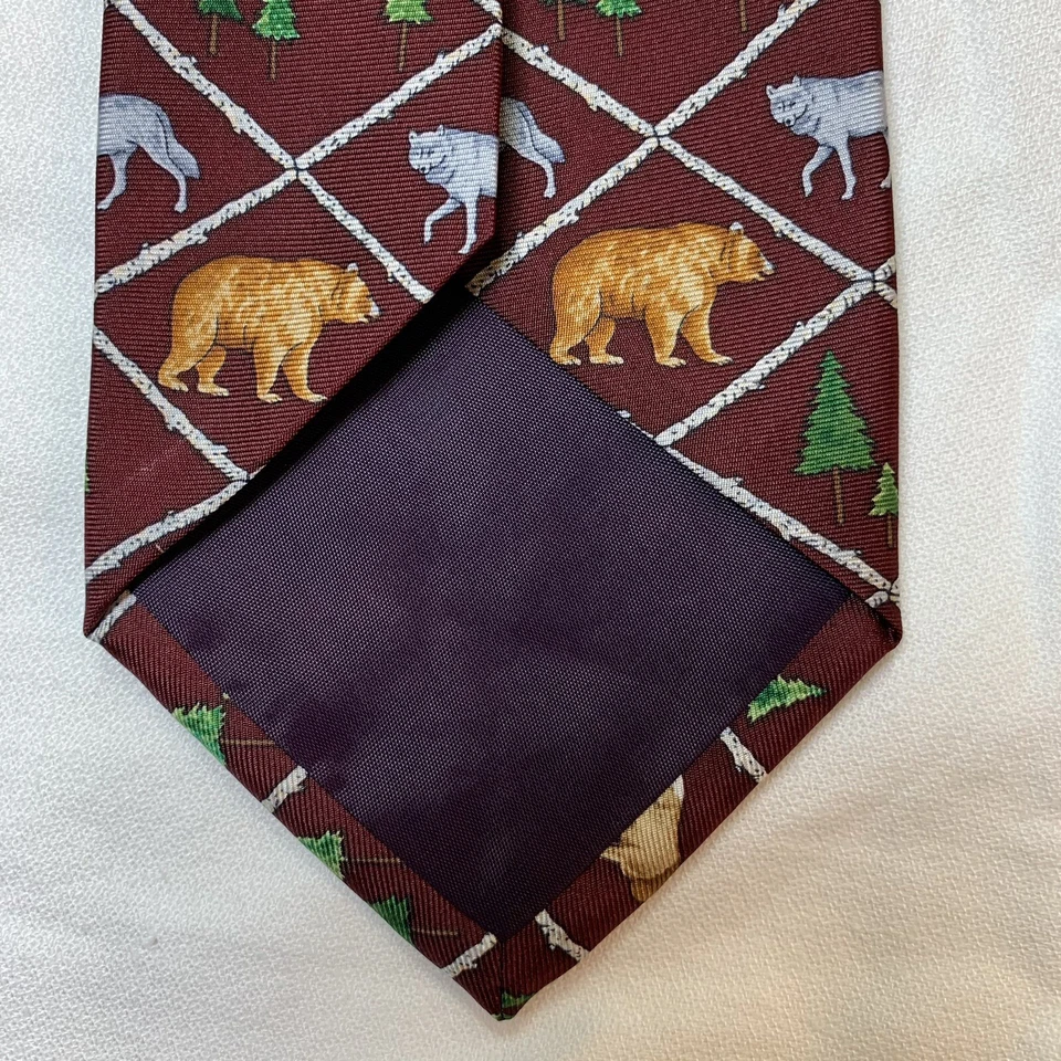 Gravata Alynn vida selvagem norte-americana gravata seda EUA urso lobo alce veado - Imagem 4 de 4