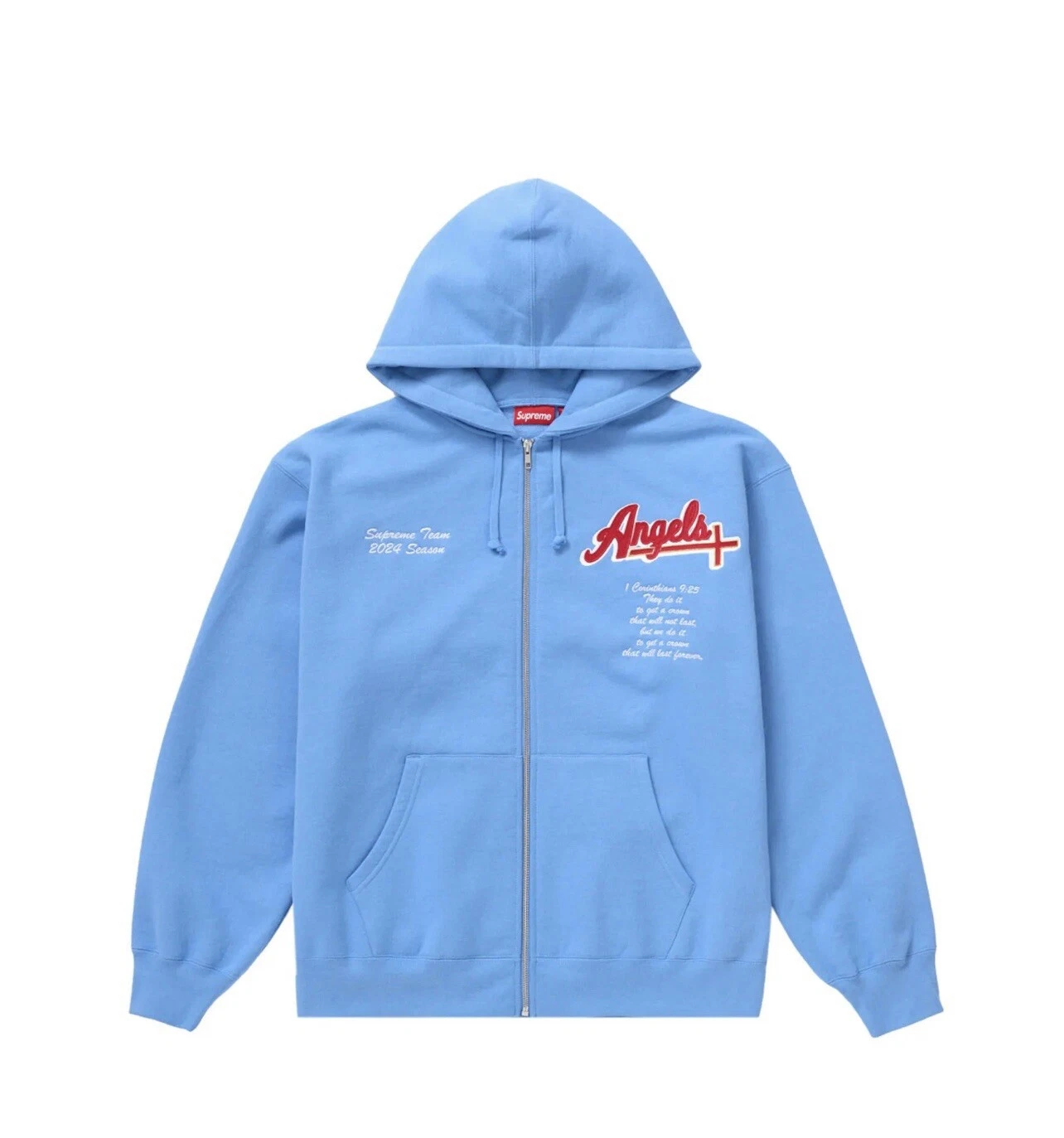 Sweat shirt à capuche Supreme Salvation Zip Up Angels bleu clair taille : XXL