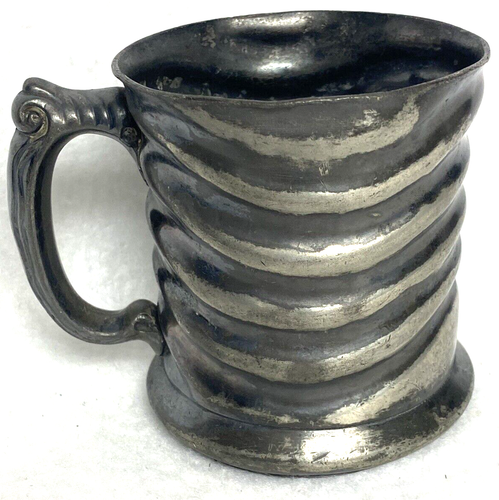 ANTIQUE SILVER PLATE MUG,DERBY SILVER CO.,CUP,VINTAGE,UNIQUE RIBBED DESIGN,GIFT! - Picture 2 of 5