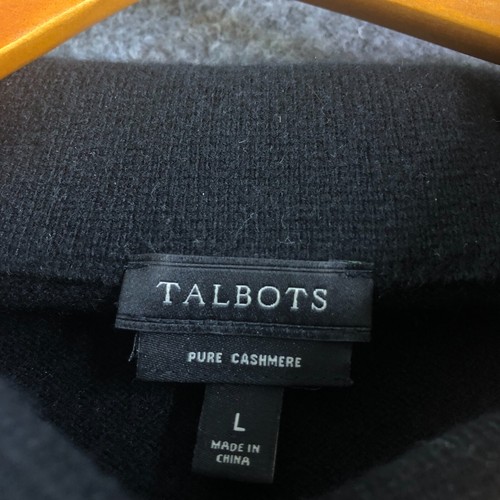Talbots Pure Cashmere Sweater Womens Large Black Long Sleeve Turtleneck Knit - Picture 3 of 9
