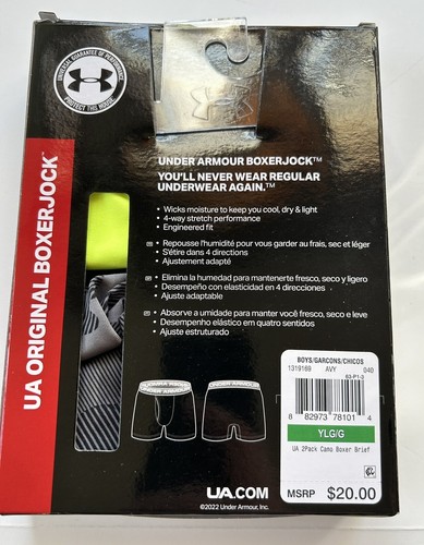 Under Armour Boys Boxerjock Size Youth Large Boxer Briefs Underwear 2 Pack New - Picture 2 of 2