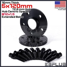 [2] 15mm Thick BMW E-Body 5x120 C.B 72.6 Wheel Spacer Kit 12x1.5 Bolts Included
