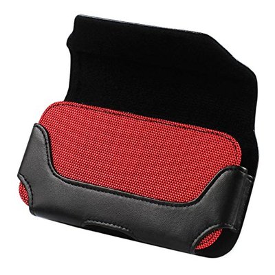 Reiko Leather Horizontal Phone Pouch/Red Interior & Metal Logo Samsung Galaxy S7