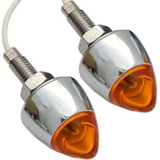 2 Chrome AMB Vintage Bullet Spike License Plate Frame Bolts Lighted Bullet Tag