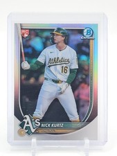 NICK KURTZ 2025 BOWMAN CHROME RED LOGO REFRACTOR ROOKIE RC #93 ATHLETICS Q0107