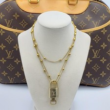 Authentic Louis Vuitton Padlock w/Unbranded Stainless Steel Gold Plated Chain