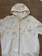 Disney Parks Disneyland Gold Castle Rhinestone Snowflake Winter Zip Hoodie - XL