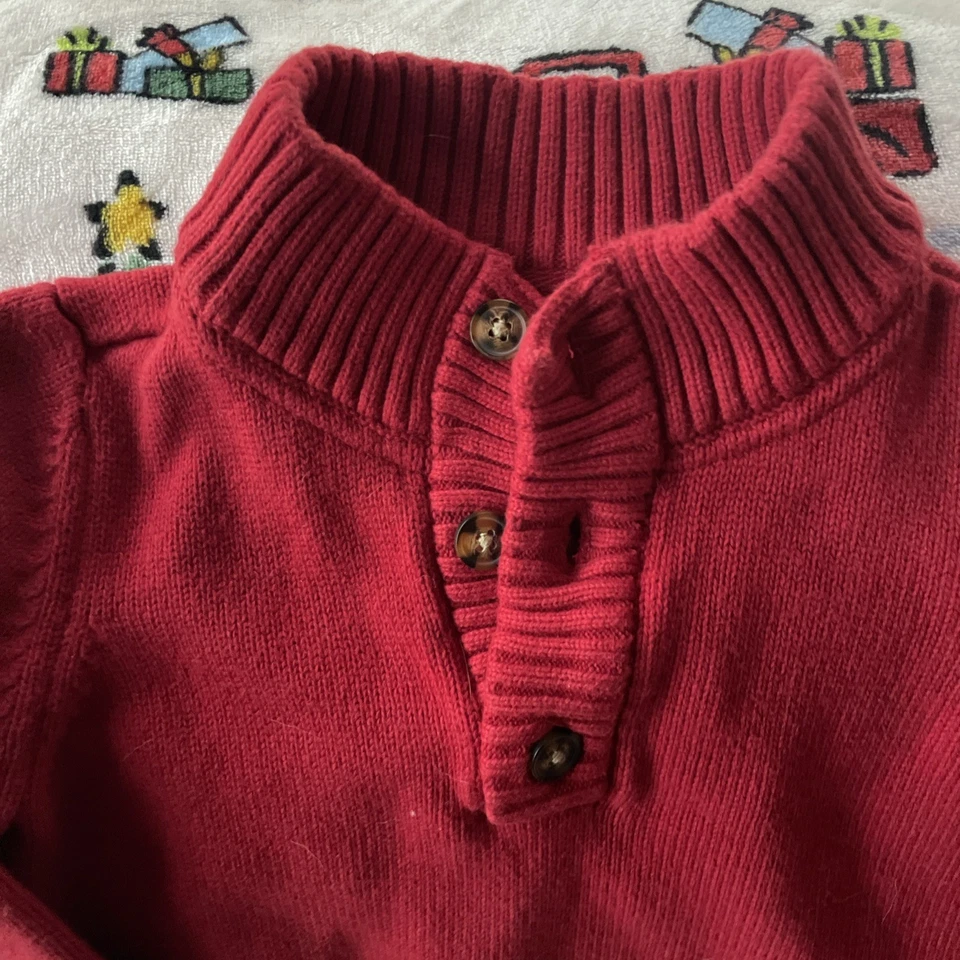 Carters Red Knit Pullover Winter Holiday Sweater Buttons Boys 6/6A - Image 4 of 4