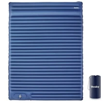 Double Camping Sleeping Pad with Pillow Foot Pump Self Inflating for 2 Person