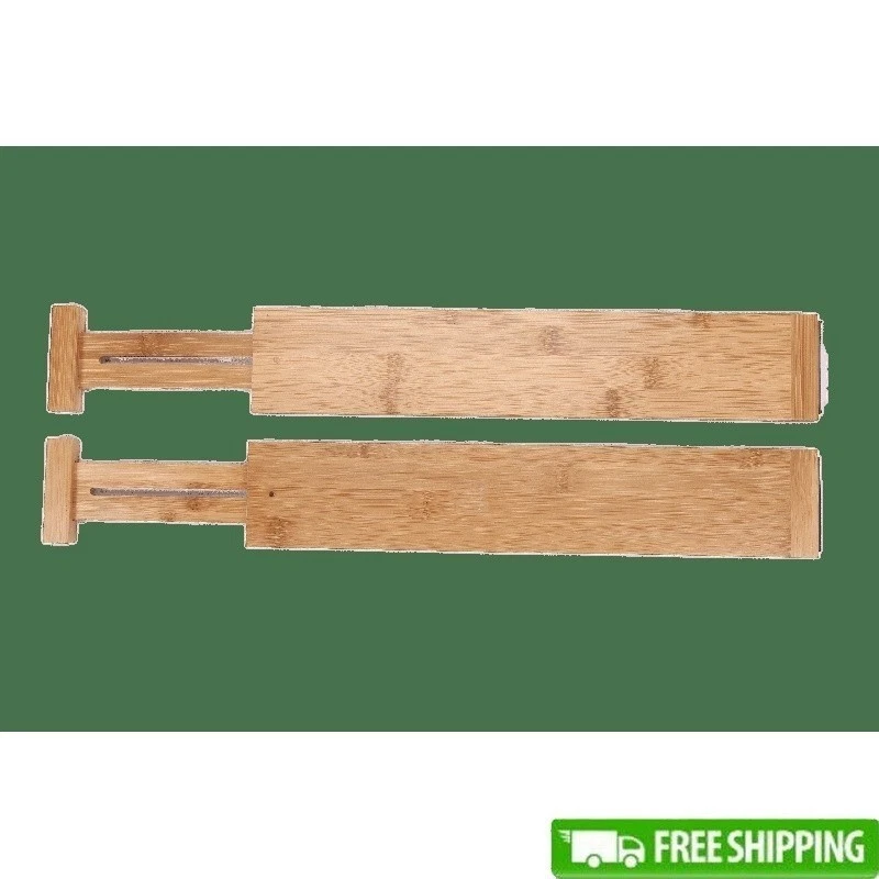 Adjustable Bamboo Drawer Dividers Non-Slip Kitchen Bathroom Organizer Storage US