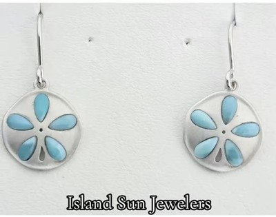 Alamea Sand Dollar Ohrhänger, Sterlingsilber & Larimar