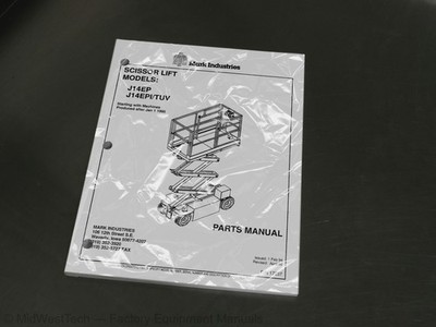 Terex J14EP, J14EPI/TUV Scissor Lift Parts Manual Exploded View Diagram Book