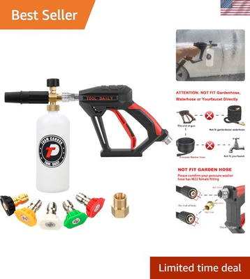#ad Short Pressure Washer Gun with Foam Cannon 1 4 Inch Quick Connector with 5 ... $87.77