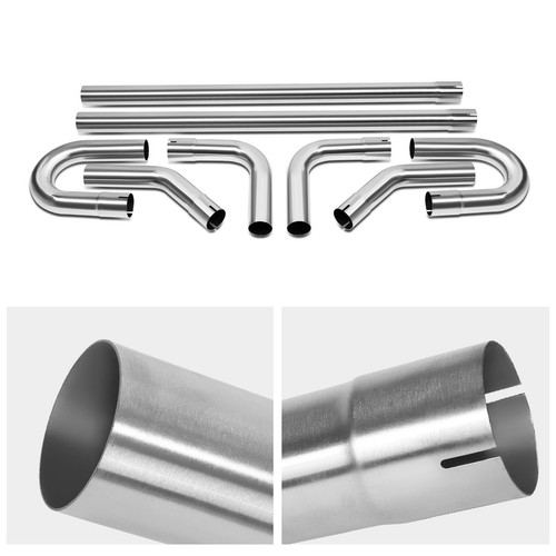 8 Pcs 2.5"DIY Custom Exhaust Tubing Mandrel Pipe Straight & U-Bend 90 Degree Kit - Picture 2 of 6