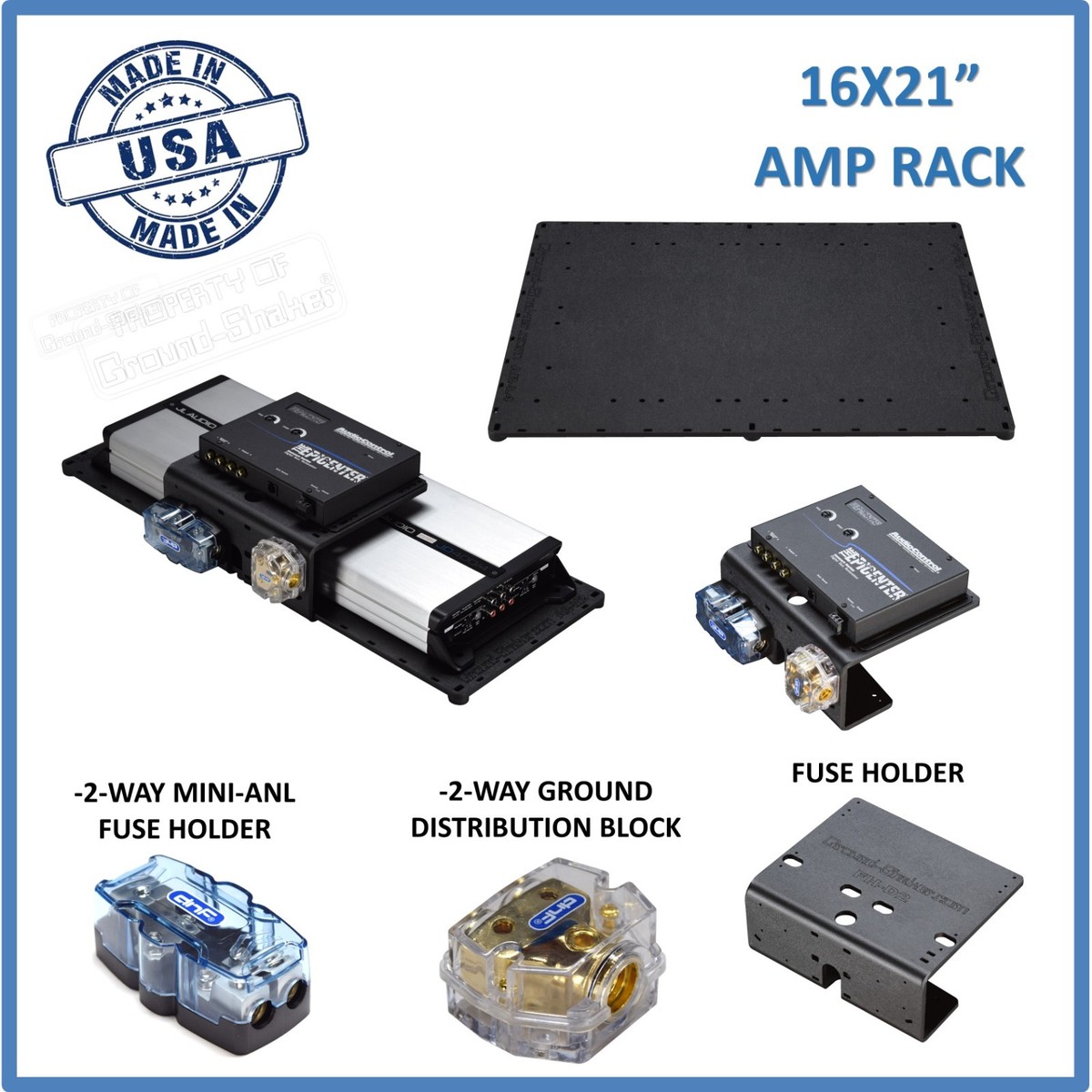 Amp Rack Amp Holder Amp base 16x21 + Fuse Holder & bass processor