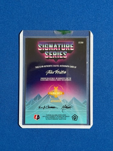 ALEX PFEIFFER 2024 PARKSIDE NWSL SERIE RETRO FIRMA AUTO RC NOVATO #/89 (B) - Imagen 2 de 2