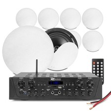 4-Zone Multi Room Ceiling Speaker System PV240BT Bluetooth Amplifier & 8x NCSS6