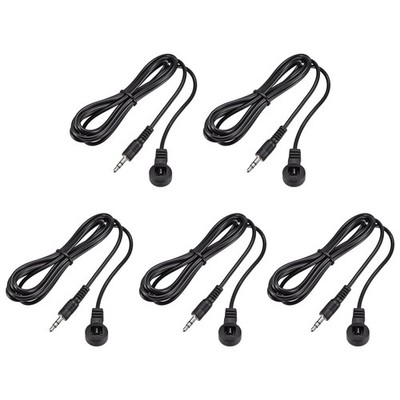 5 x IR Infrared Receiver Extender Cable 3.5mm Jack 4.9FT L 26FT Black Flat Head