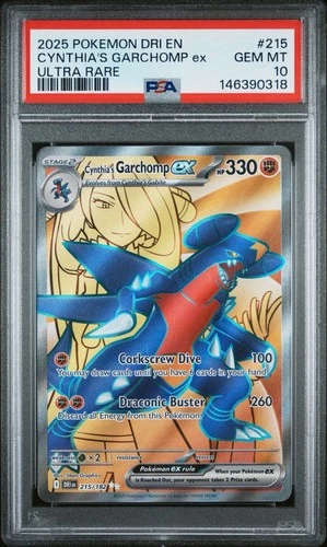 PSA 10 GEM MINT Pokemon 2025 Destined Rivals Cynthia's Garchomp EX #215/182