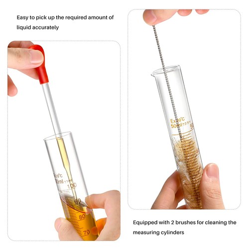 2X(Glas Mess Zylinder Set, Premium Borosilikat Zylinder Kit mit 3 Pipetten 6679 - Bild 6 von 8