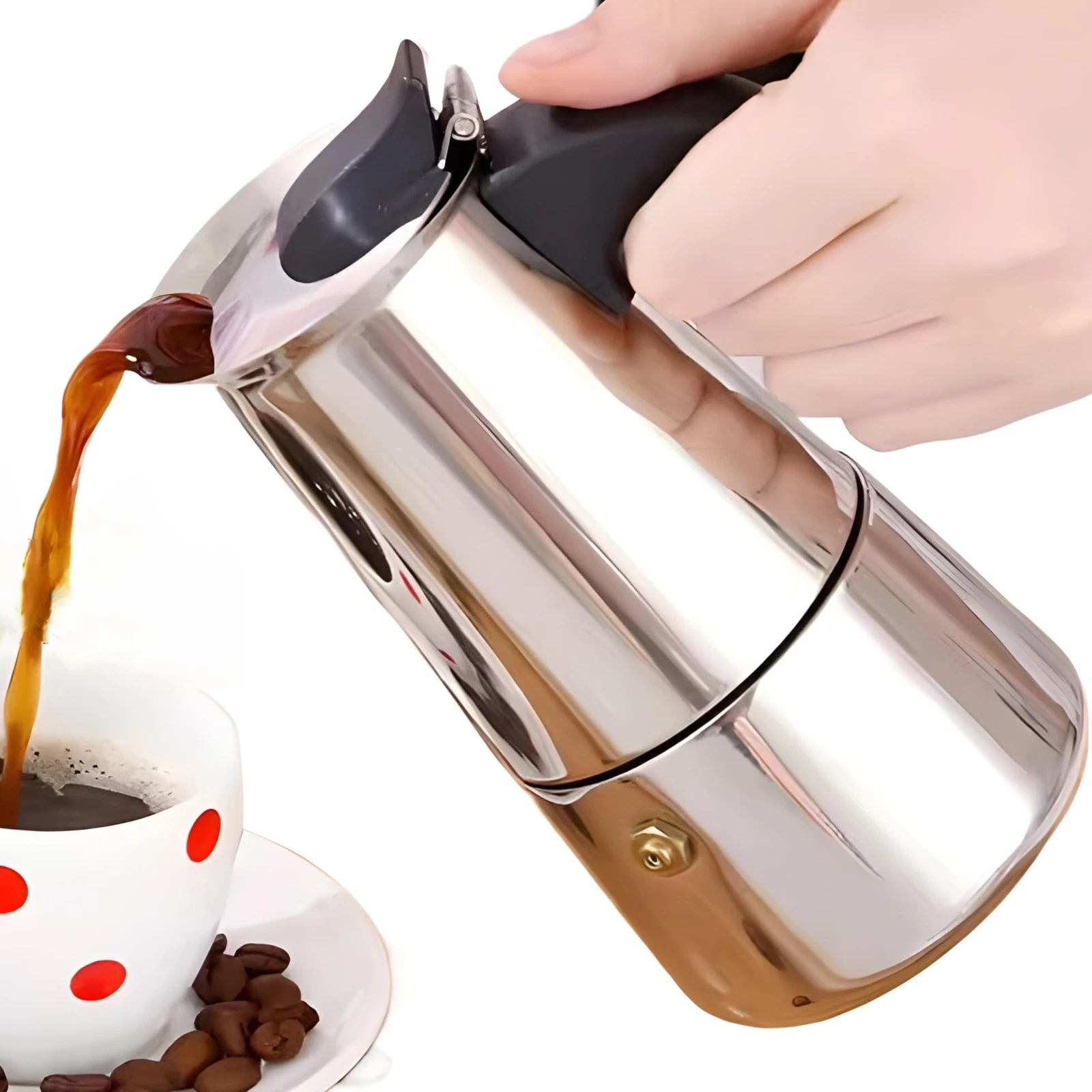 DeeKleen Stainless Steel Moka Pot, Gas/Electric Stovetop 9CUP 450ml, Silver