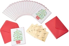 Christmas Cards Boxed with Envelopes, Merry Little Christmas, Christmas Tree ...