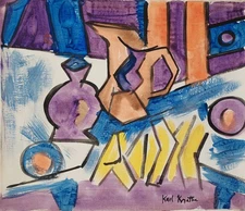 Karl Knaths Signed Abstract Expressionist Oil Painting on Canvas - Modern Art