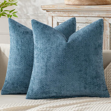 Pack of 2 Blue Throw Pillow Covers 18x18 Decorative Cushion Covers for Sofa Set