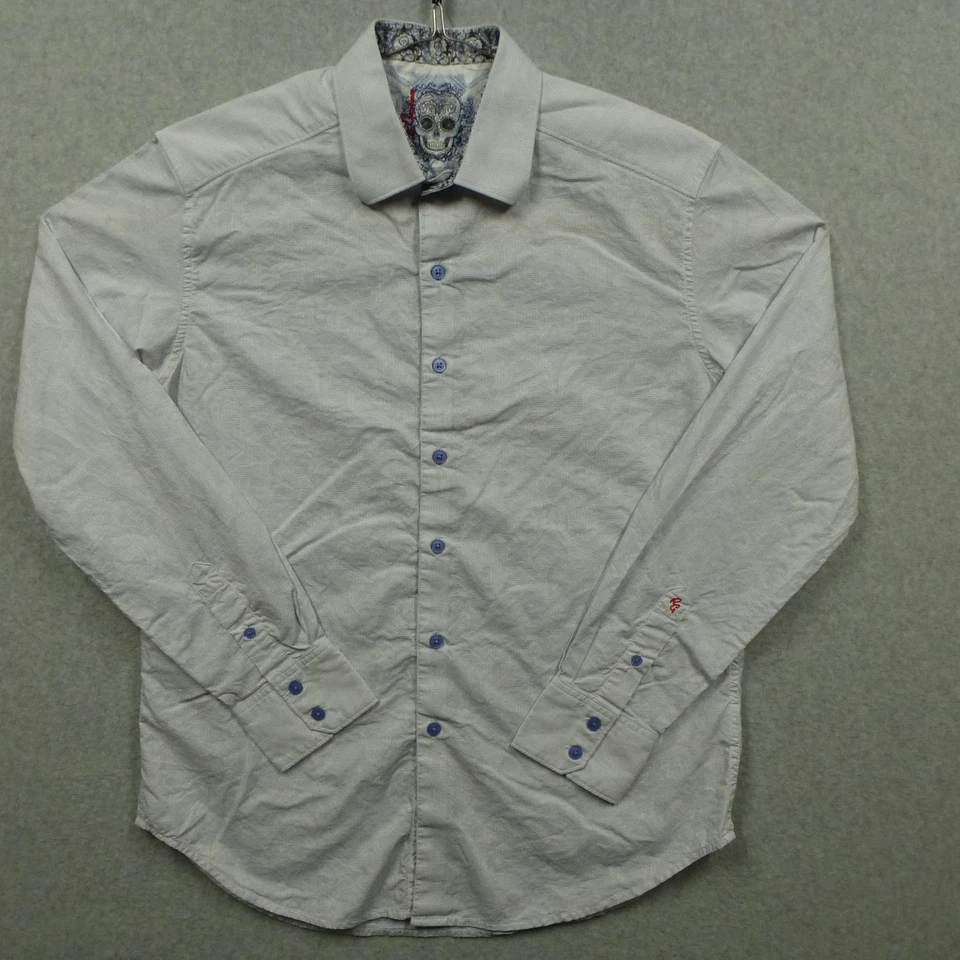 Camisa Robert Graham Para Hombres Mediana Cachemira Cuello Calavera Abotonada Clásica Puño Enrollado Foto 2 de 4