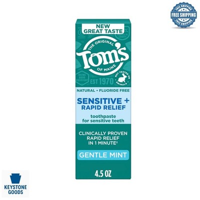 Tom s of Maine Sensitive Teeth Toothpaste, 4.5 oz, Flouride Free, Clinically ...