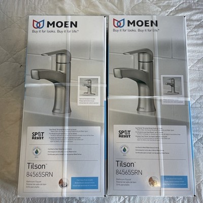 2 Moen Bathroom Faucet Spot Resist Tilson 84565SRN Brushed Nickel, NIB (2-Pack)