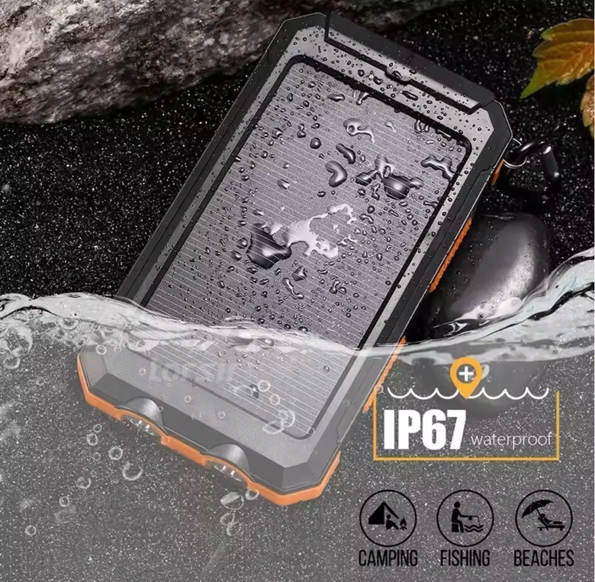 Solar Power Bank  20k mAh , 5V (Original Zegwa) ✅ Waterproof Power Bank