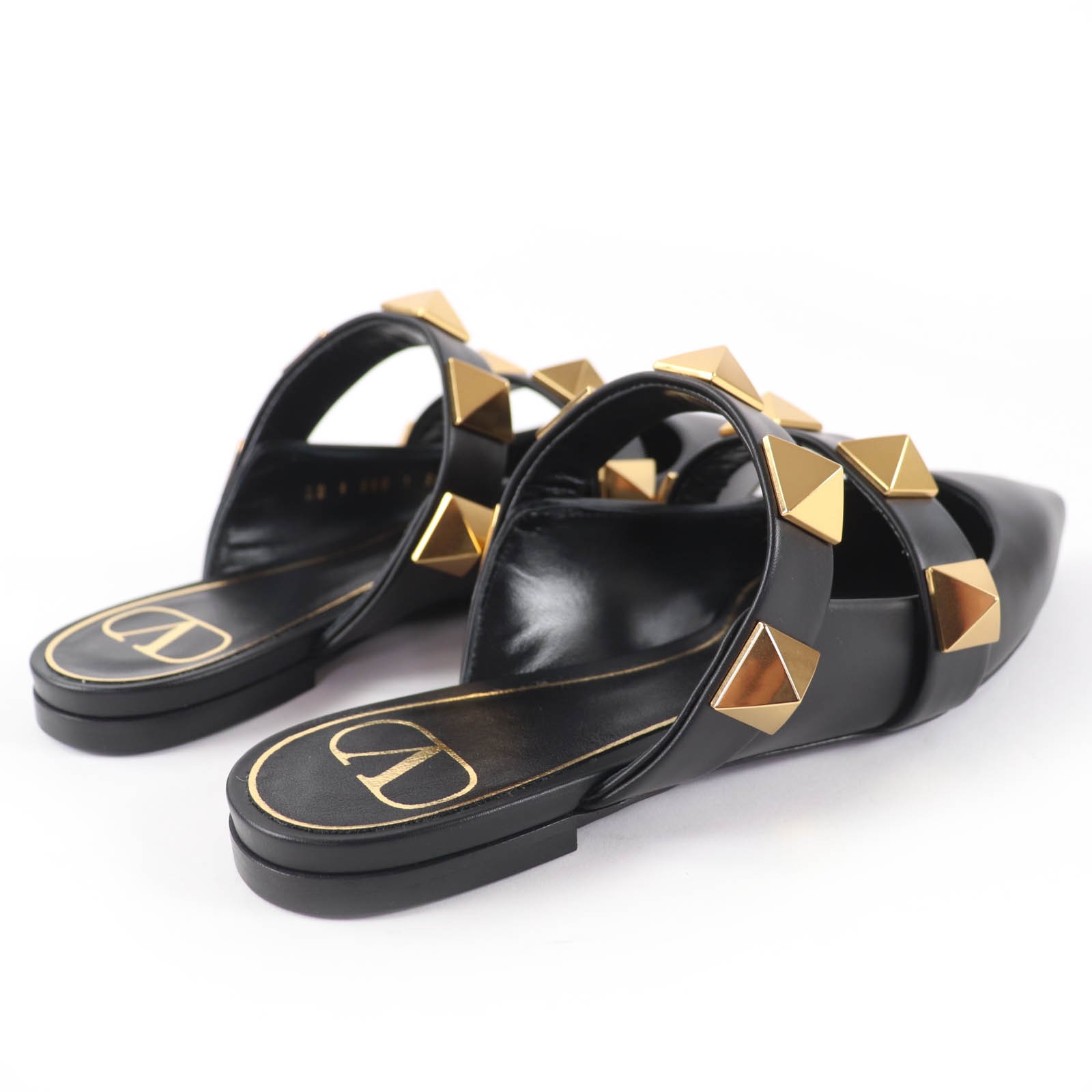 Pristine Valentino Garavani Mule Roman stud flats in leather black Women 36.5 thumbnail 3