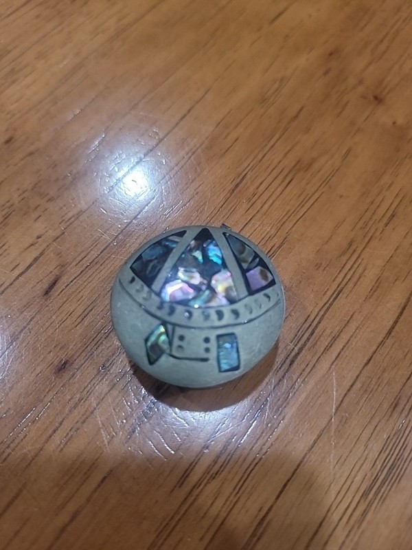 Rare Vintage Mexican Abalone  Pill Box
