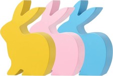 3PCS 5.1  Easter Bunny Table Wooden Signs Decor