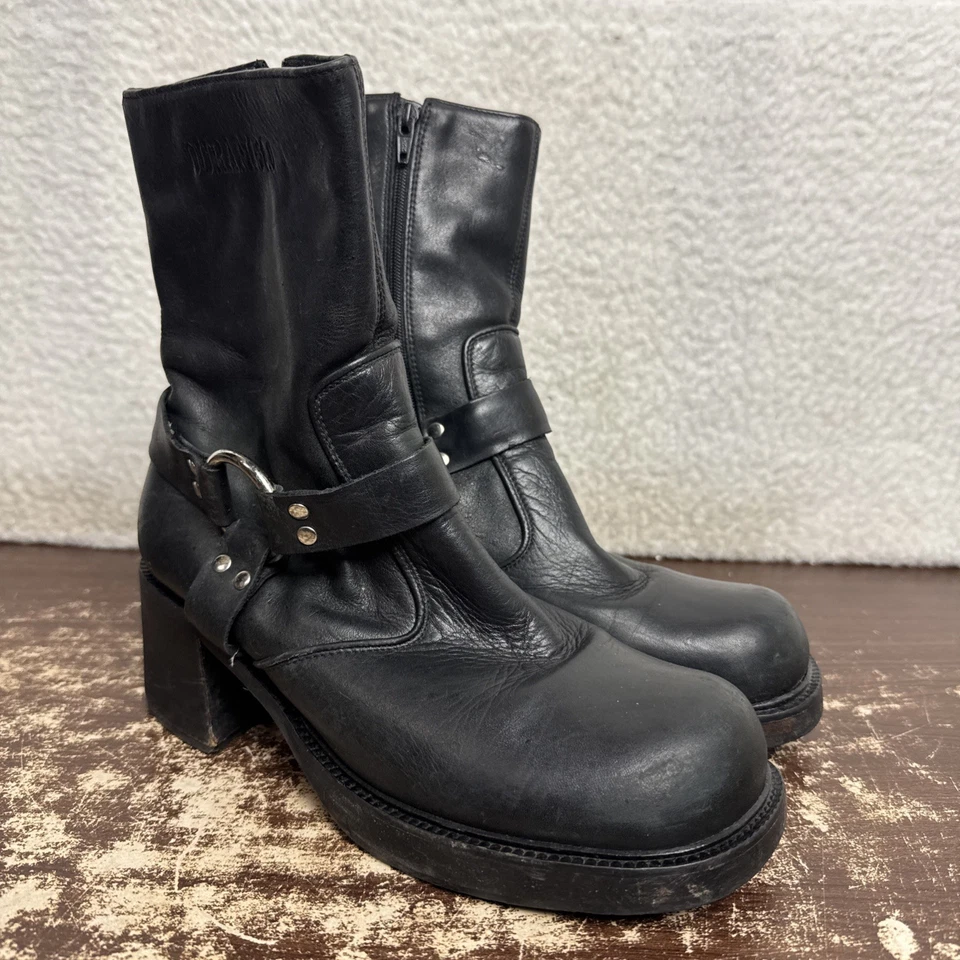 Durango Arnés Punta Cuadrada Cremallera Mujer 9 Negro Tacón Grueso Botas de Motociclista RD1990 Foto 2 de 4