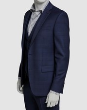 Bar III Men's Blue Plaid Slim-Fit 2-PC Suit Jacket  Pants Size 38S 32W 32L