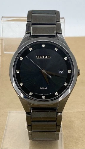 Vintage Seiko Solar V157-0AP0 Black Men's Watch