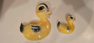 Vintage Ceramicraft Duck and Duckling Mom and Baby Wall Pocket Set of 2 Wall Art