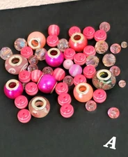 ASSORTED NEW BEAUTIFUL PINK BEADS Glass Resin (SOME 925) Jewelry LampWork Crafts