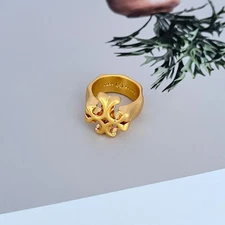 HOT Tory Burch Roxanne Double T Ring Size 7 Gold Iconic Bestseller
