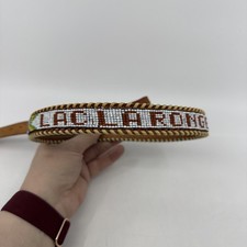 Vtg Leather Belt Womens 32 Brown Hand Beaded Laced Southwest Aztec Lac La Ronge