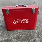 VINTAGE RED DRINK Coca-Cola Airline stainless Cooler 40s w/Original Opener Coke