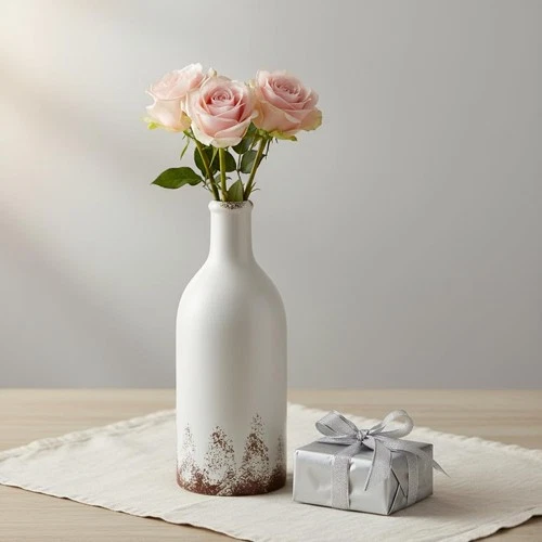 White Ceramic Flower Vase, photo 3