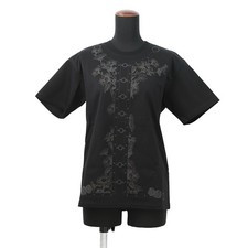 HERMES Maxi T-shirt Cartouche Size 34 Cotton100 Black H6E4620DC