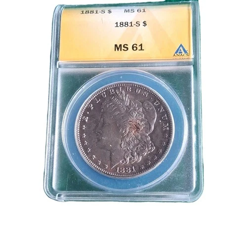 Morgan 1881 S Silver Dollar $1 San Francisco ANACS MS 61 Certified Coin