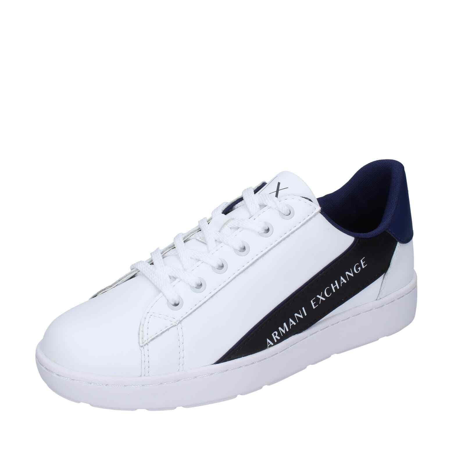 disk Opera mechanism shoes men ARMANI EXCHANGE sneakers white leather blue BF906 | eBay